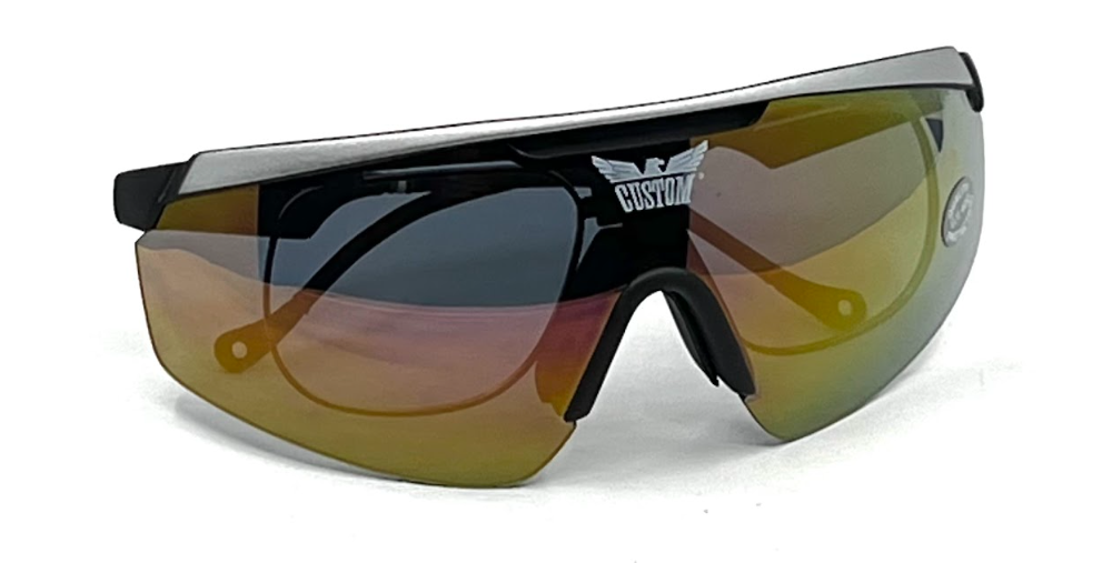 Vintage FOVS Italy Custom Shield Sunglasses NOS Sports Glasses w/ Box