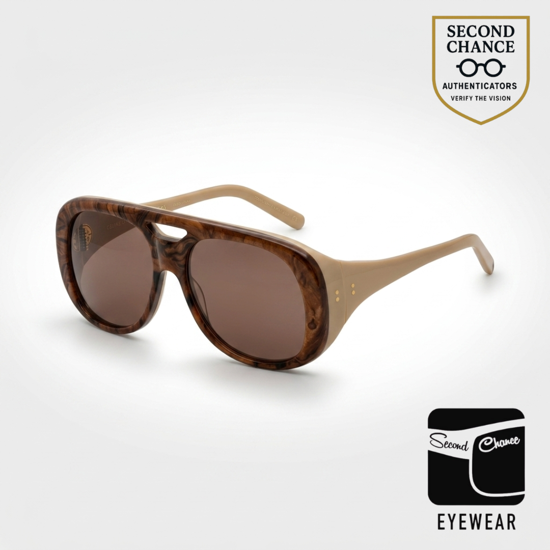 Cynthia Benjamin Jorgie BRL Brown Marble Round Sunglasses Tan Japan