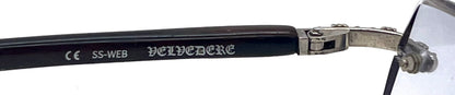 Chrome Hearts VELVEDERE SS-WEB-Vintage Rimless Wood Temple-New Custon Blue Zero Lenses