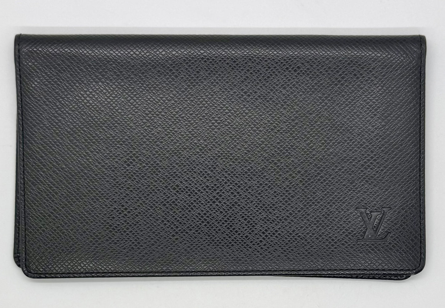 Louis Vuitton Taiga Leather Long Wallet-Black-Made in France-Unused-Archive