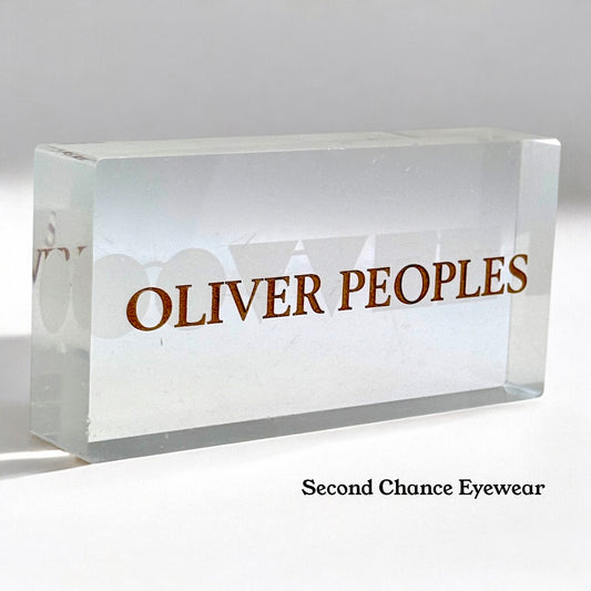 Preowned Vintage Oliver Peoples Acrylic Display Block – 5” x 2.75”