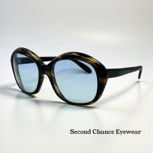 Fiorucci Oversized Vintage Sunglasses w/New Solid Sky Blue Day/Night Custom Tinted Lenses