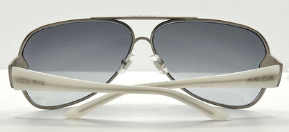 MIU MIU SMU55G 1AP-5D1 Oversized Shield Sunglasses-White Temples-68mm-Full Kit-New/Unworn