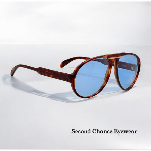 Vintage Silhouette M2095 Keyhole Aviator-Tortoise Acetate & Custom SKY BLUE Lenses