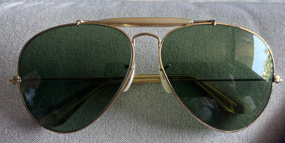 Vintage B&L RayBan Aviator Sunglasses w/Case-B&L Green Tempered Glass Lenses-USA