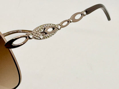 BVLGARI 6025-B Sunglasses-Crystal Temple-Brown Gradient Lenses-Unworn-Italy-60mm