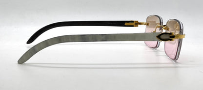 Cartier CT0046O Gold/White Horn Buffs-New Custom Transition Lenses-Full Kit