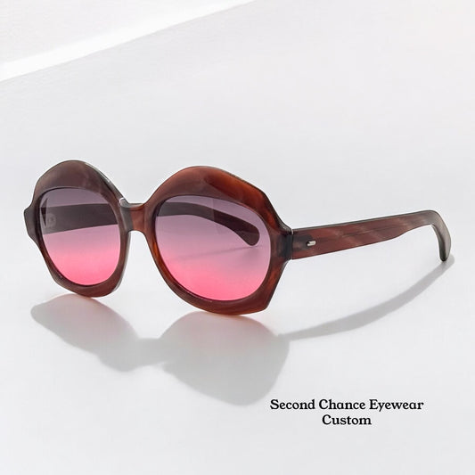 Vintage MELITA Diana Sunglasses-FRAME FRANCE-Custom Grey/Rose Gradient Berko’s Designs Lenses