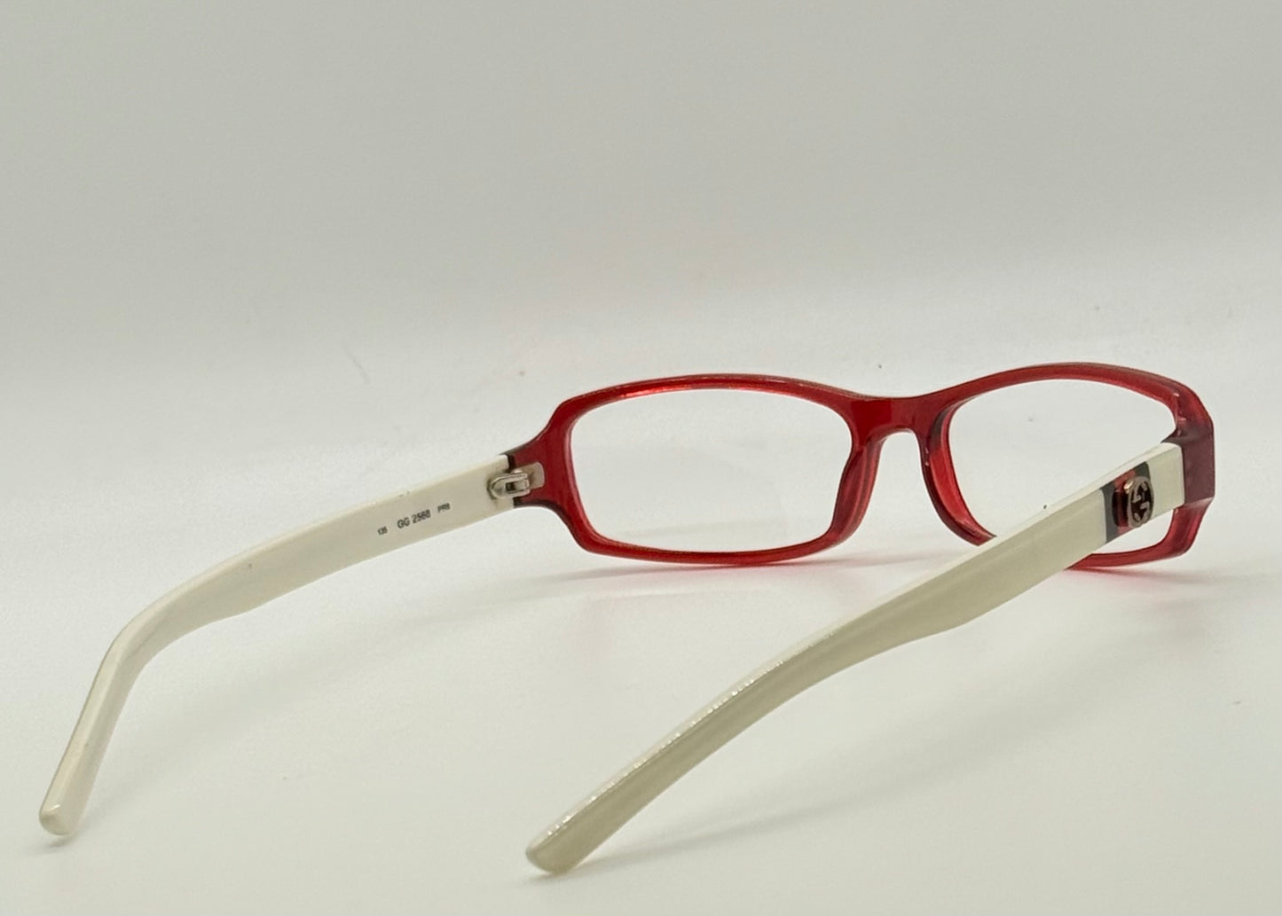 Gucci Gg 2568 Pr6 Red & Ivory Rectangular Eyeglasses-Vintage|Deadstock-Italy