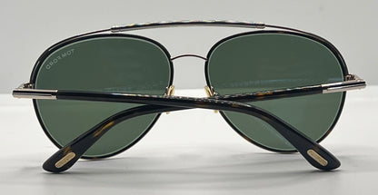 Tom Ford Curtis TF748 52N Gold Black Aviator Sunglasses-Green Lenses-59mm-NOS:UNWORN