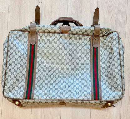Vintage Gucci GG Supreme Web Stripe Suitcase 1980s Travel Case