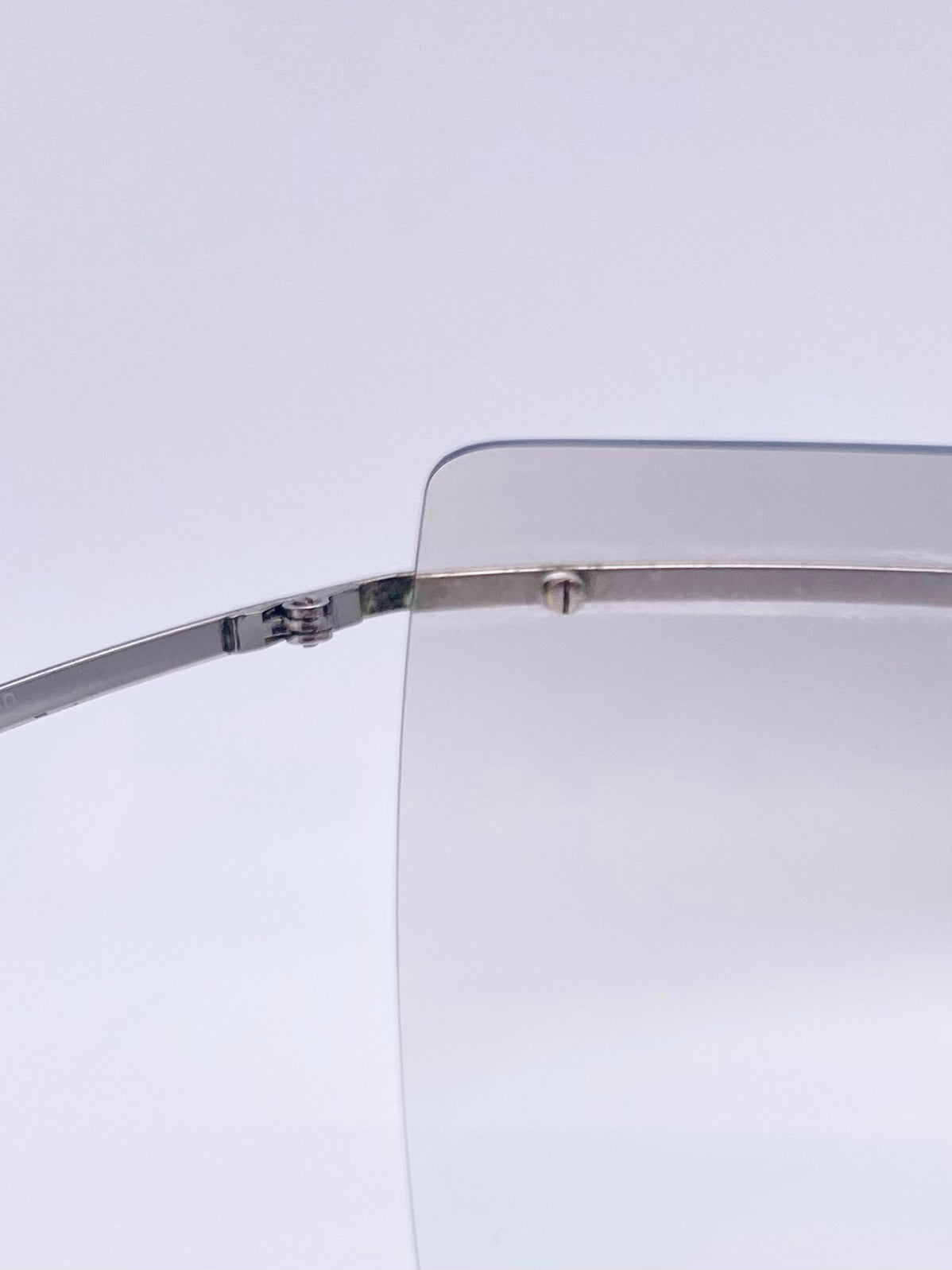 Chanel 4045 c.124/57 Vintage 2000s Shield Sunglasses-Silver Metal, Grey to Clear Gradient lens