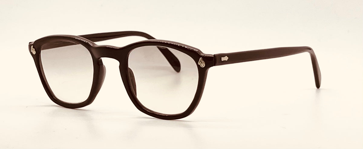 American Optical Vintage Hinge Wellington Chocolate Brown Zero Tint Eyeglasses