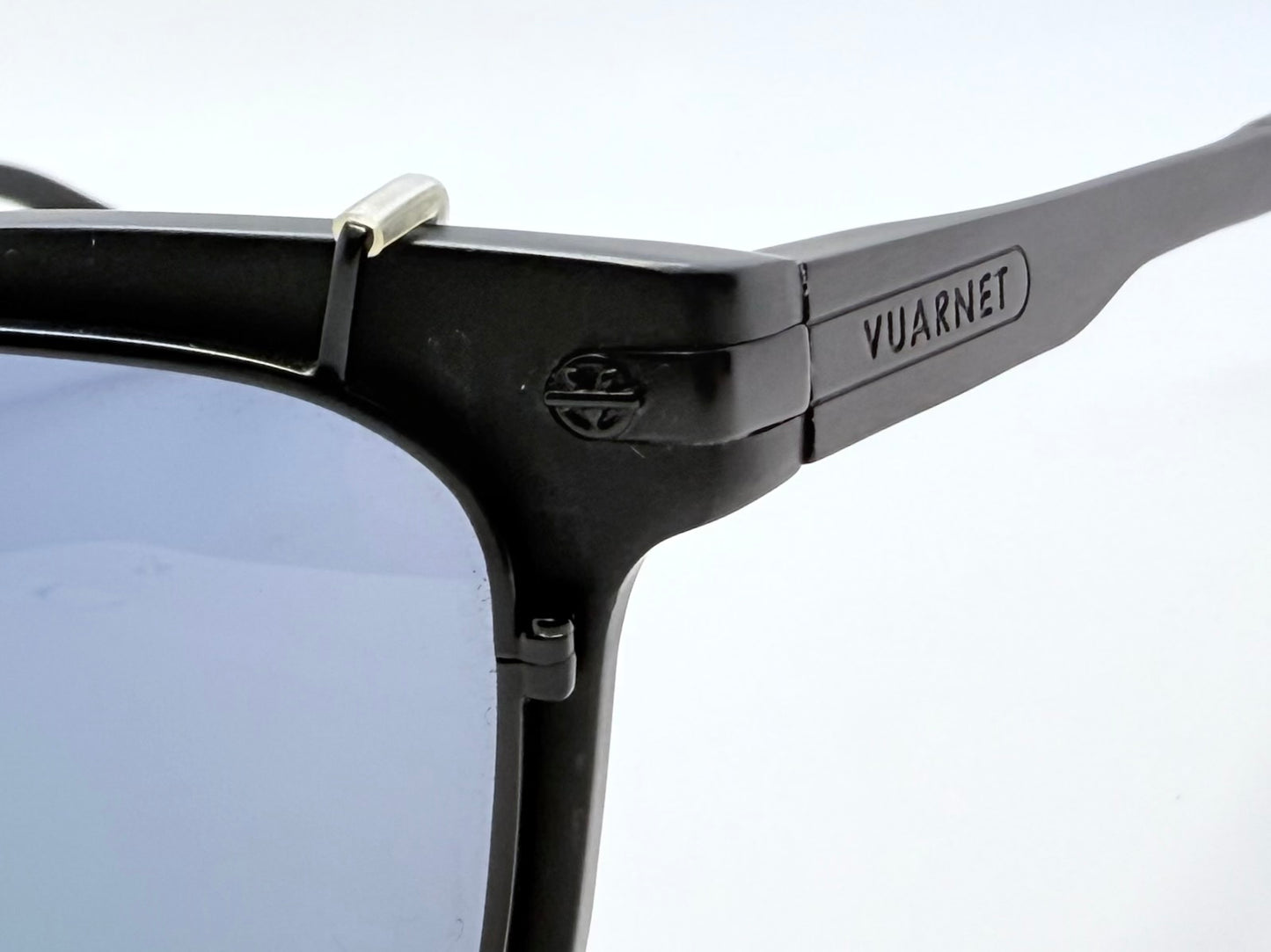 Brand New Vuarnet VL1404 0001 Matte Black Sunglasses with Polarized Blue Clip-Ons - Made in France