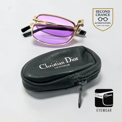 Christian Dior 2172 Monsieur Folding Gold 52-22 Purple Lenses