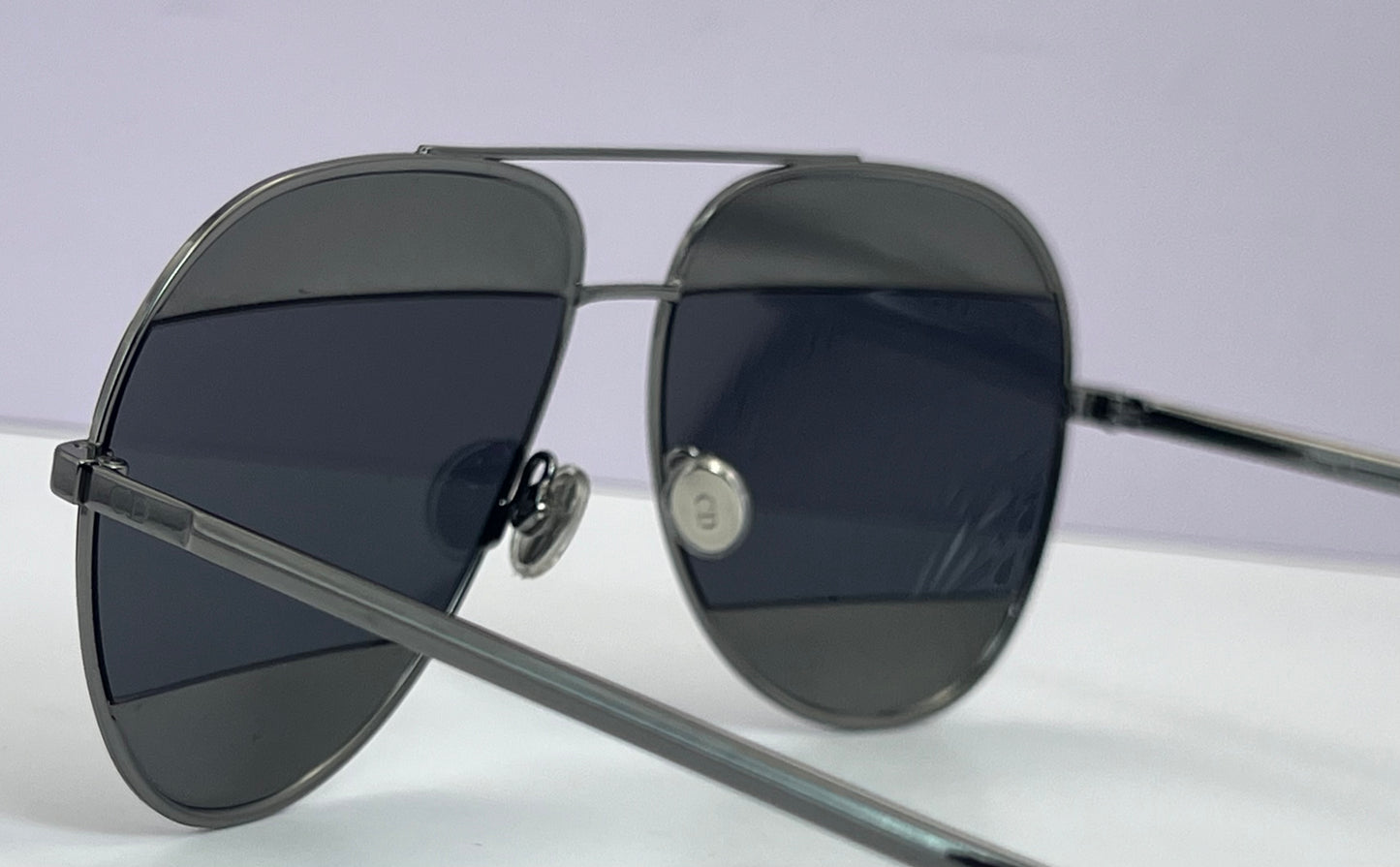 Christian Dior SPLIT 1 Aviator Sunglasses-Gunmetal Frame with Grey/Blue Lens Combo