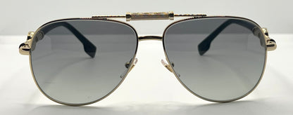 Versace 2236 1002/11 Gold Black Aviator Sunglasses Grey Gradient Made in Italy NOS