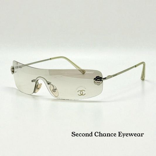 Chanel 4086 C.124/6Y Vintage Shield Sunglasses – Deadstock/Unworn-Camellia Silver