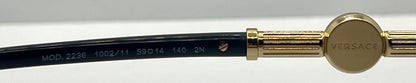 Versace 2236 1002/11 Gold Black Aviator Sunglasses Grey Gradient Made in Italy NOS