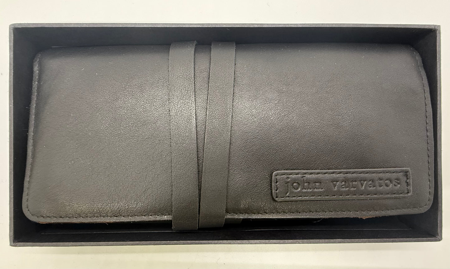 Brand New John Varvatos Soft Leather & Suede Eyewear Travel Kit – Unused in Box