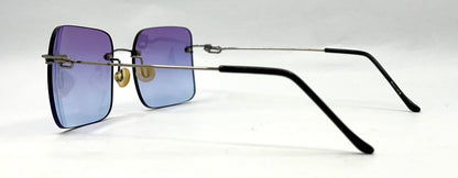 Masters 543 Rimless Gradient Sunglasses – Purple to Blue Lens – G/MET – Unworn