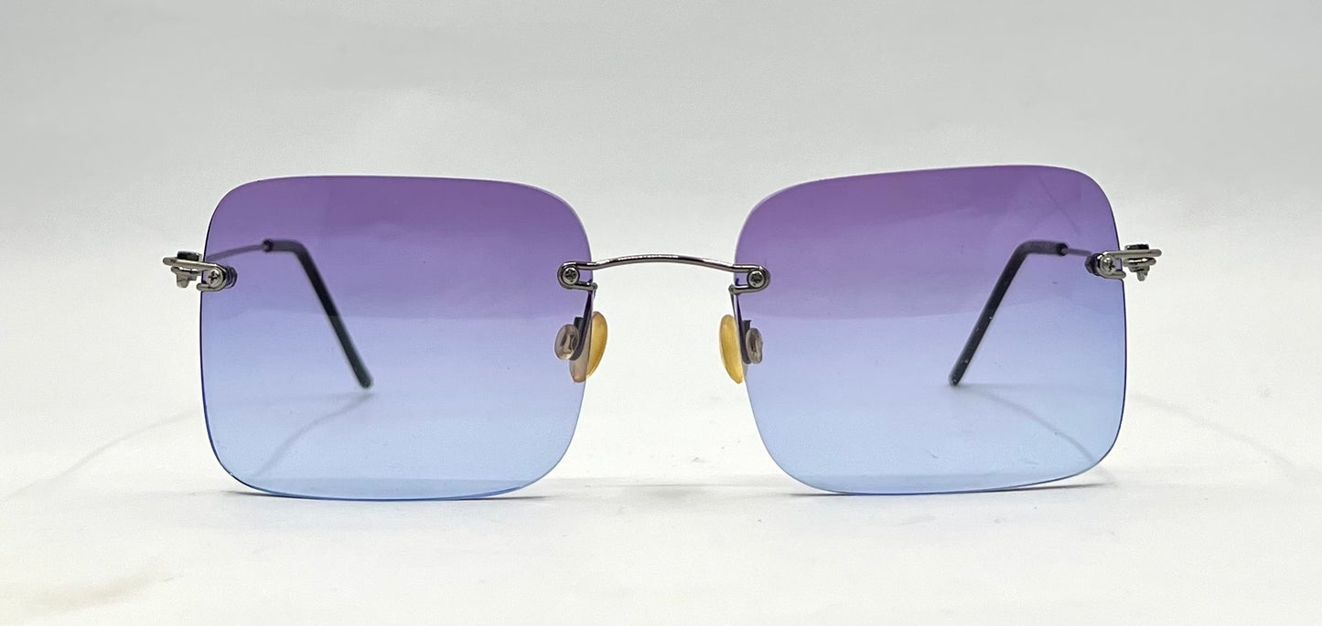 Masters 543 Rimless Gradient Sunglasses – Purple to Blue Lens – G/MET – Unworn