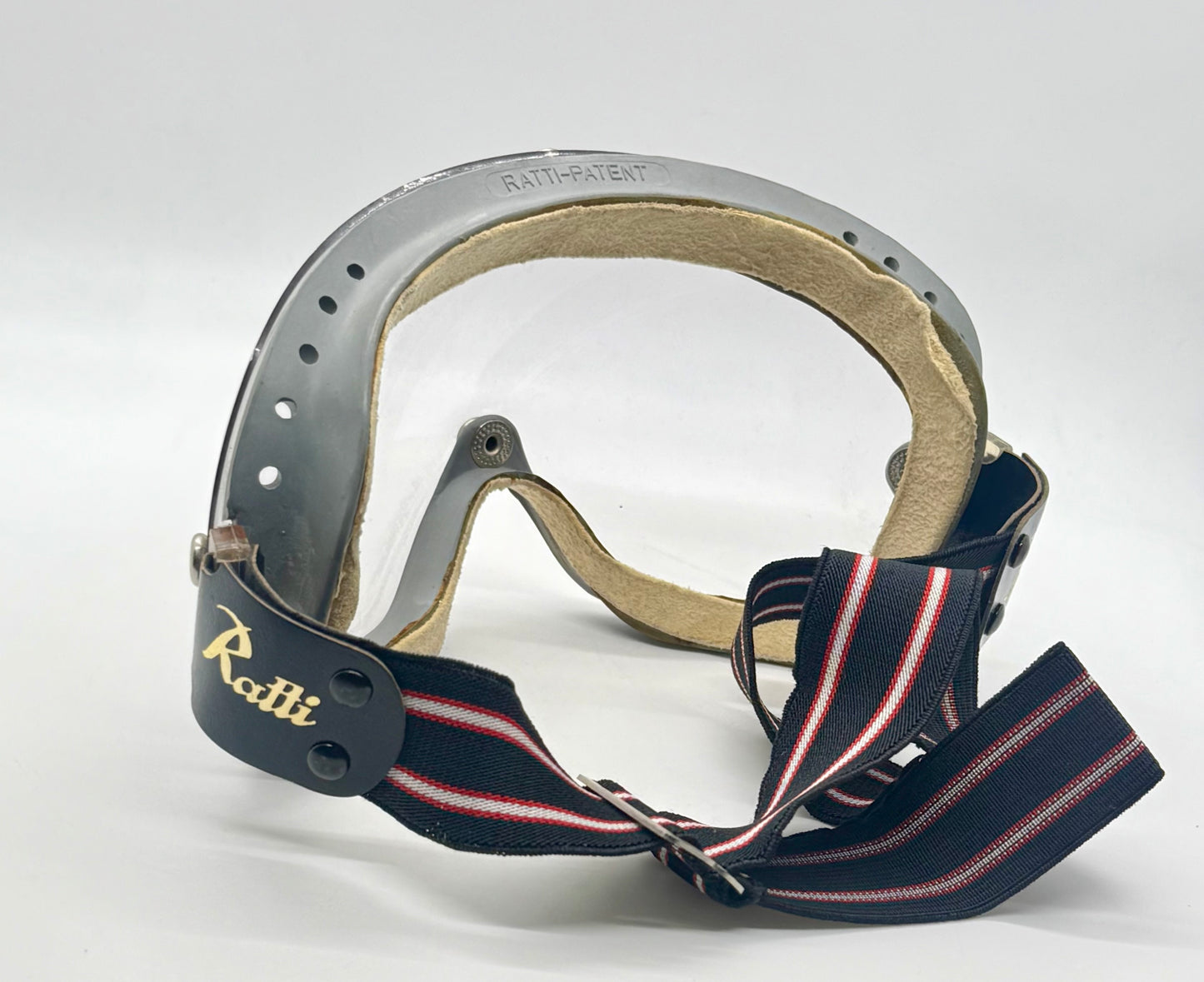 Ratti-Patent Vintage Motorcycle Goggles-Made in Italy-50s/60s Racing Aviator