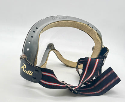 Ratti-Patent Vintage Motorcycle Goggles-Made in Italy-50s/60s Racing Aviator
