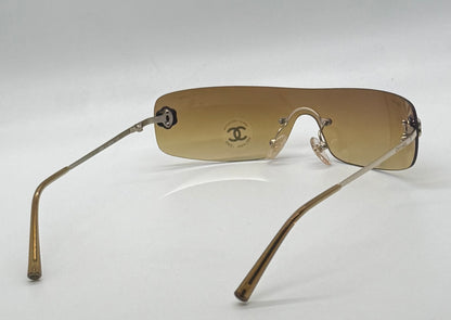 CHANEL 4086 C.125/73 Silver Shield Rimless Sunglasses – Vintage Deadstock – Made in Italy