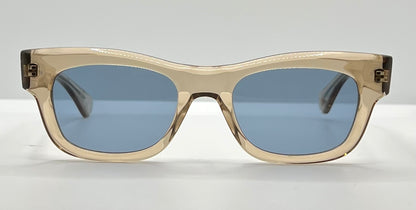Garrett Leight WOZ BRE Sunglasses Champagne 49-21 Blue Lens Full Kit NWT