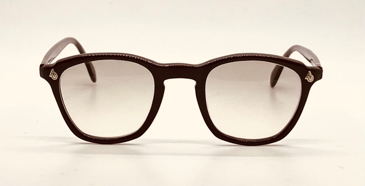 American Optical Vintage Hinge Wellington Chocolate Brown Zero Tint Eyeglasses