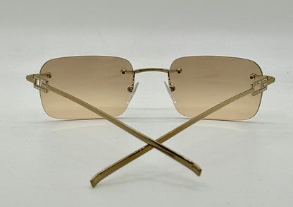 Gucci GG1777/S Strass Rimless Shield Sunglasses Gold/Brown 51mm-VINTAGE/UNWORN