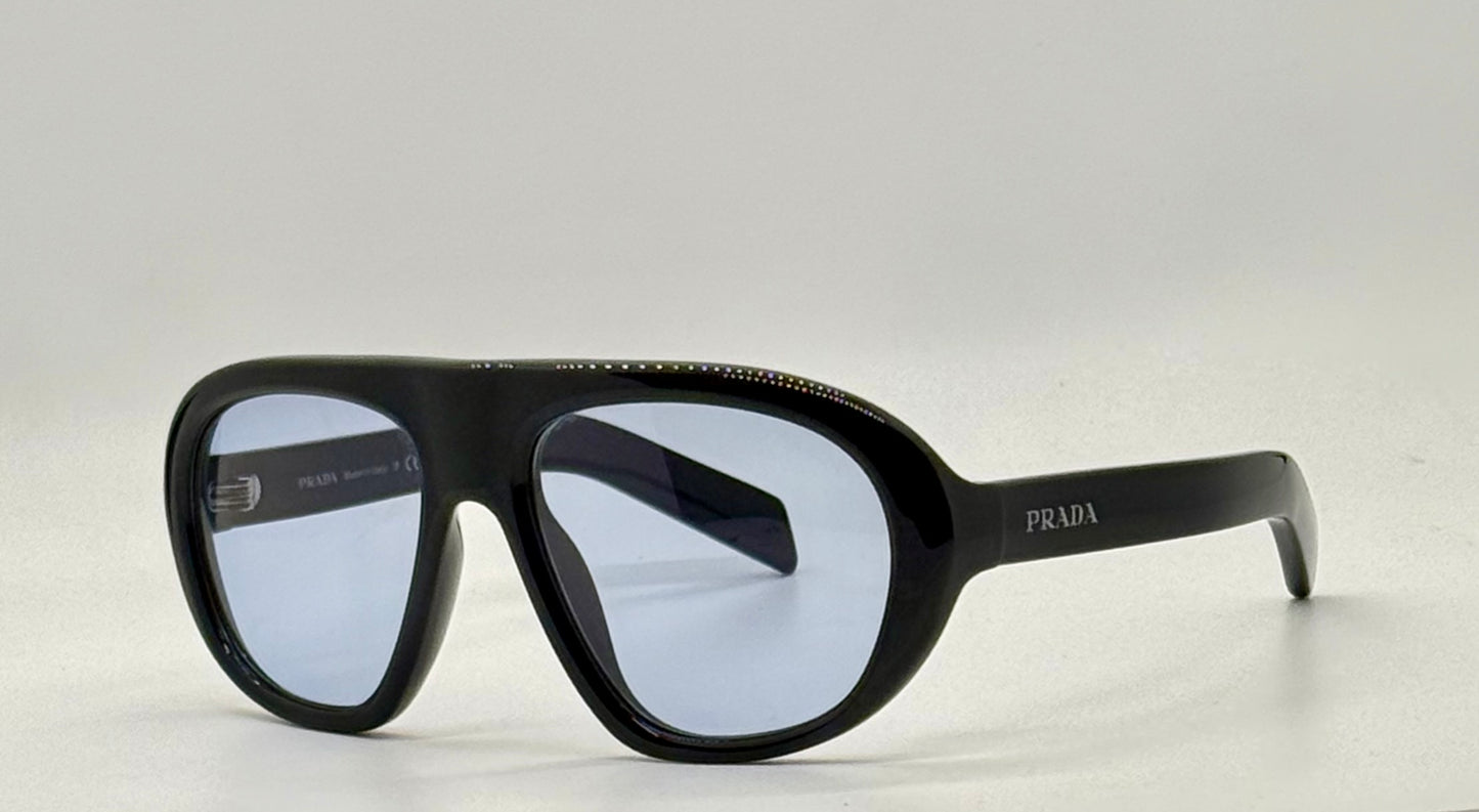 Prada SPR C05 Oversized Shield Sunglasses Black Unworn Full Kit Italy