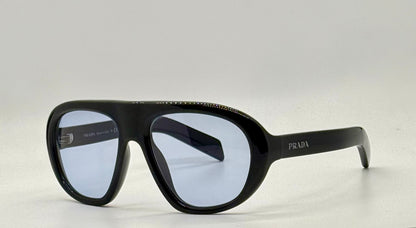 Prada SPR C05 Oversized Shield Sunglasses Black Unworn Full Kit Italy
