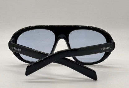 Prada SPR C05 Oversized Shield Sunglasses Black Unworn Full Kit Italy