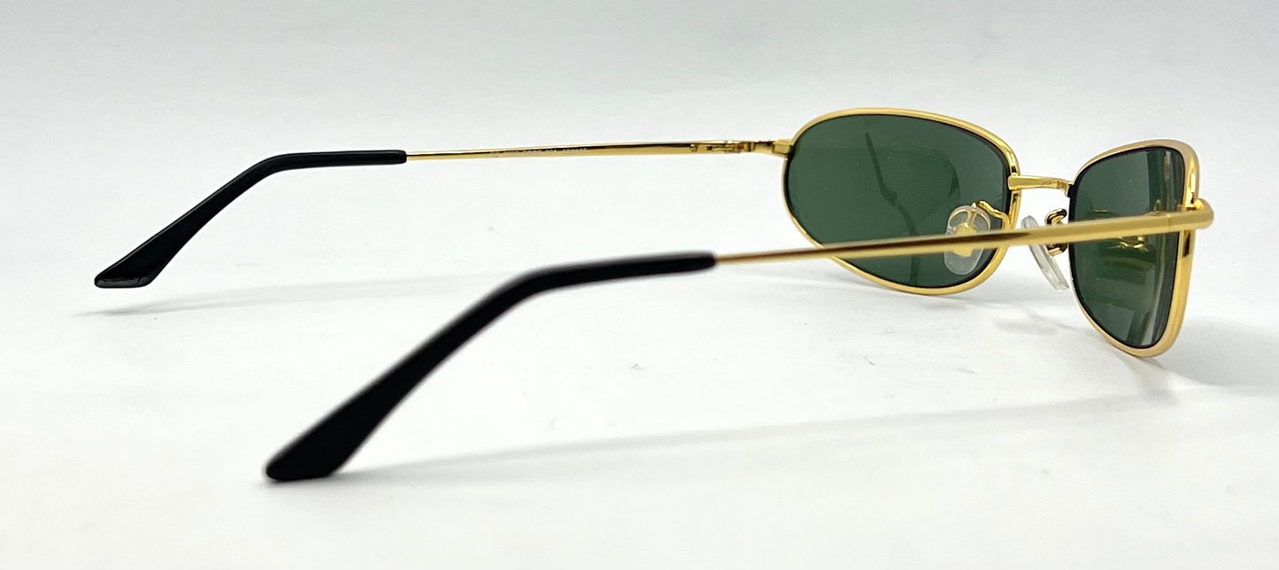 Ray-Ban RB8020 ORBS 001 Gold Oval Sunglasses-Green G-15 Glass-59mm-Italy