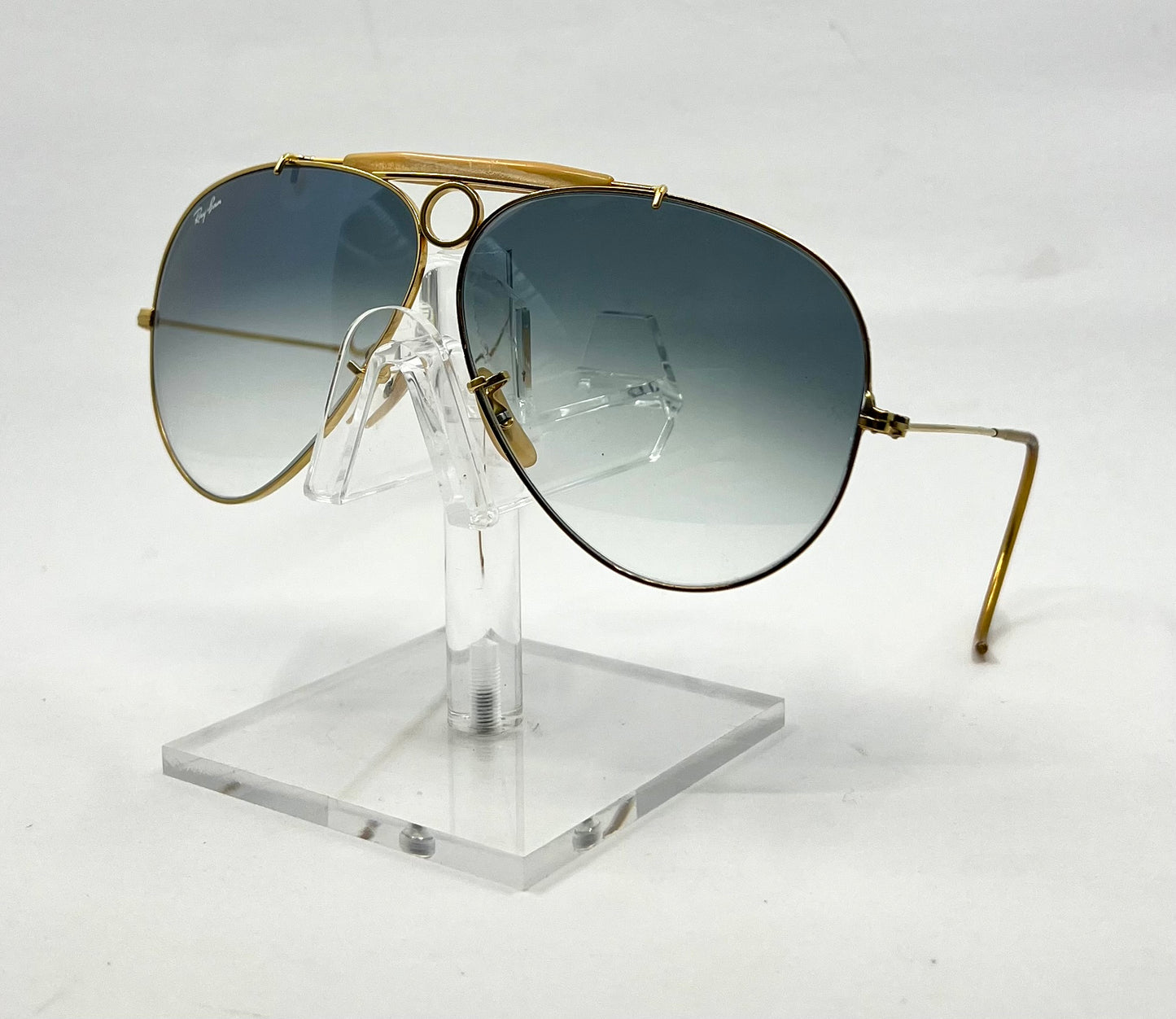 B&L Ray-Ban Shooter 62mm Vintage Gold Aviator-New Custom Lenses – Cable Temples-UNWORN