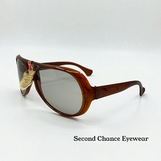 70s/80s Italian Sunglasses – Unworn Vintage Aviator Amber Acetate-Org. Lenses
