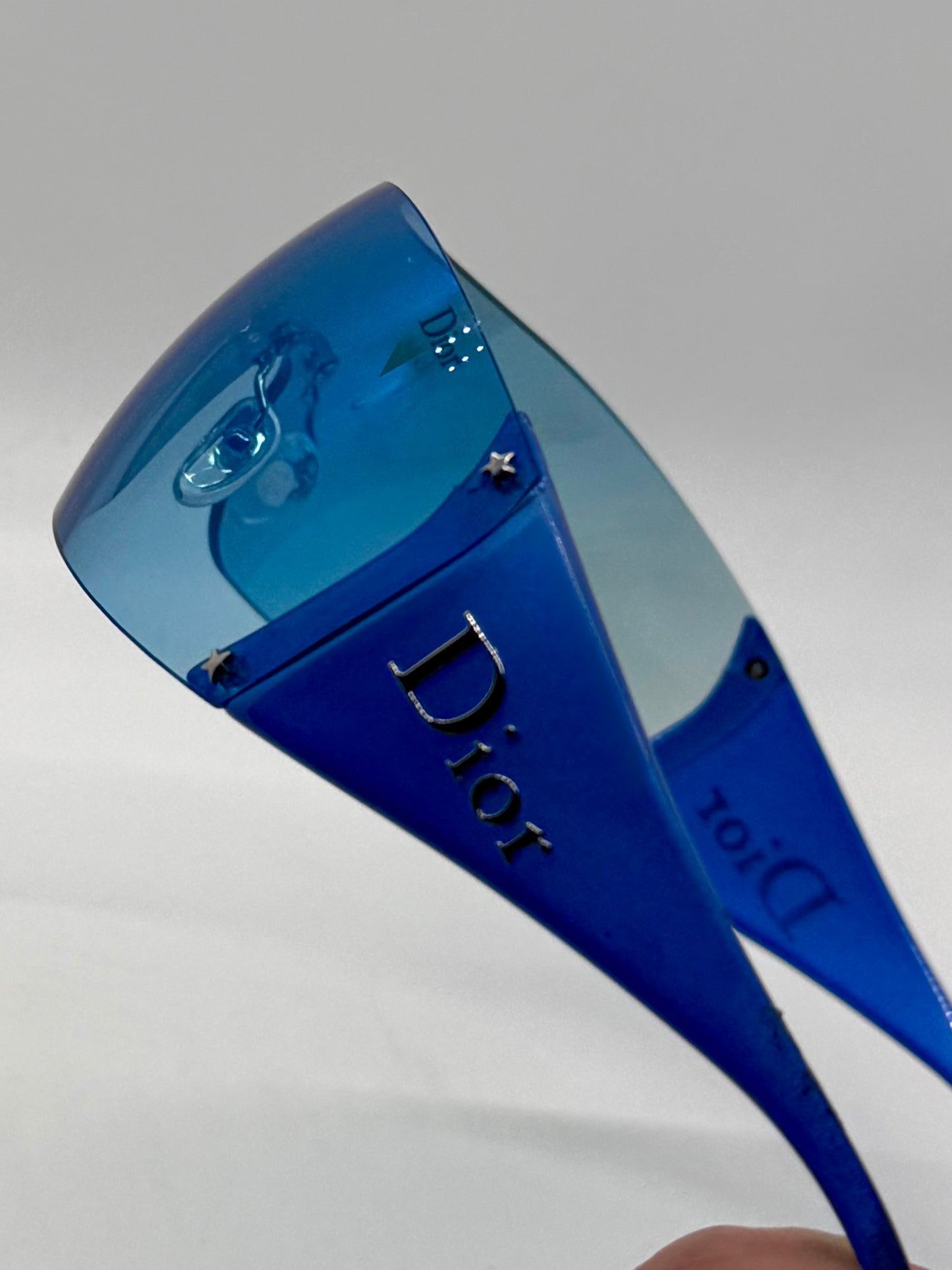 Christian Dior Golf W08 Blue Shield Sunglasses Italy Safilo Y2K Full Kit