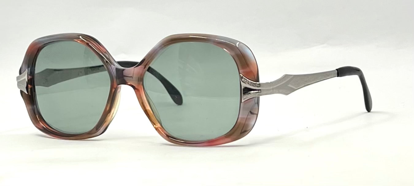 MARCOLIN AMBRA VINTAGE Oversized Sunglasses-New Solid Green Custom Lenses-Italy