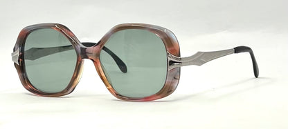 MARCOLIN AMBRA VINTAGE Oversized Sunglasses-New Solid Green Custom Lenses-Italy