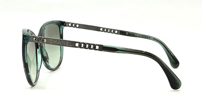 CHANEL 5352-Green Cat Eye VINTAGE Sunglasses-UNWORN-Italy-59mm