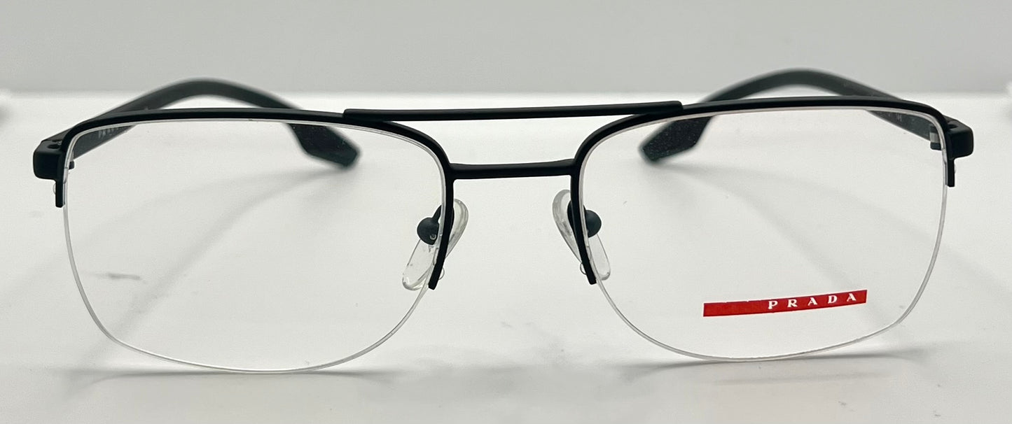 Prada VPS 51M 55-19-145 Black Red Half-Rim Glasses Made in Italy-New