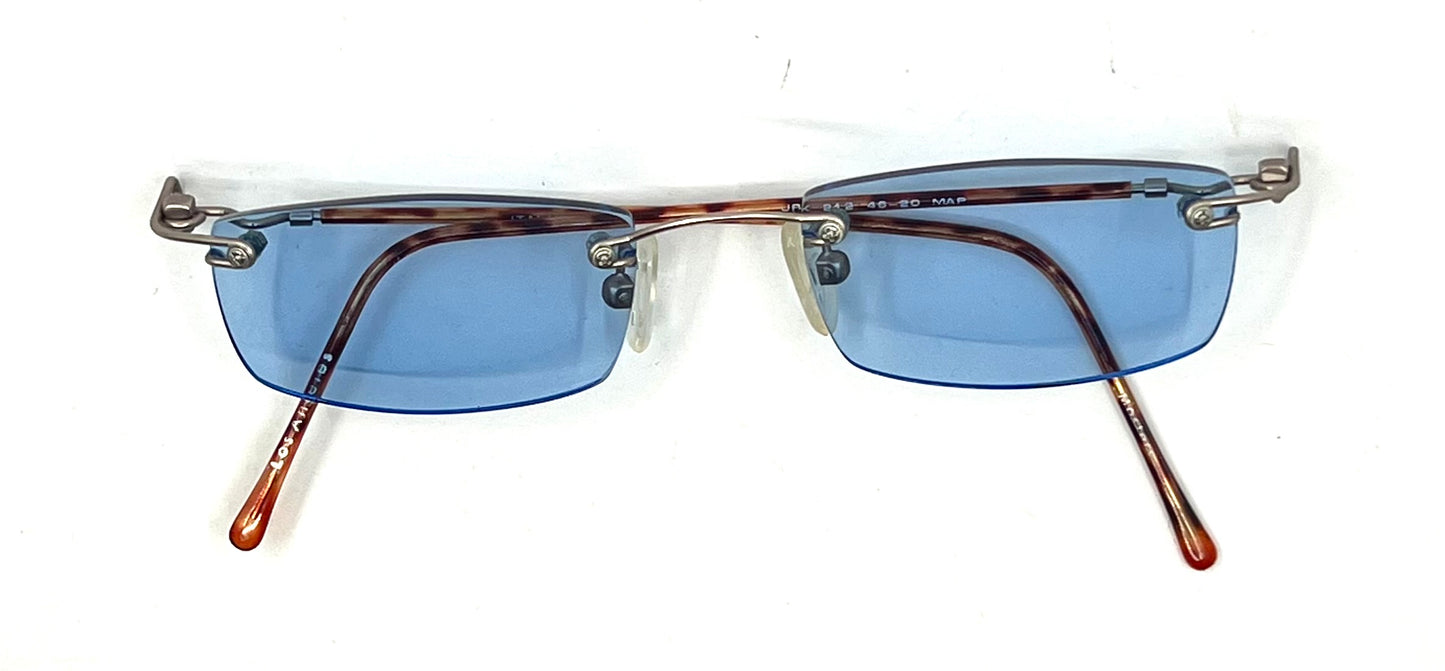 JBK 21.2 VINTAGE Rimless “Italian Design” Sunglasses – Light Blue Solid Lens-Unworn-45mm