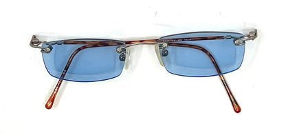 JBK 21.2 VINTAGE Rimless “Italian Design” Sunglasses – Light Blue Solid Lens-Unworn-45mm