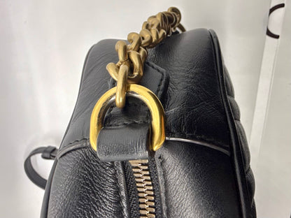 Gucci GG Marmont Small Camera Bag-Black Leather- Chevron Gold