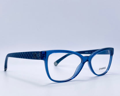 RARE CHANEL 3322 C.1543-Brand New & Unworn-Discontinued Transparent Blue Quilted Temples-Made in Italy