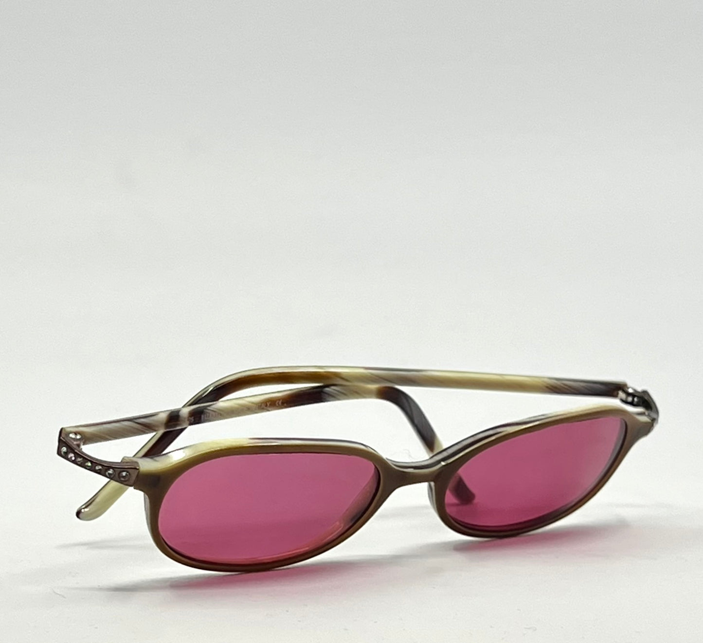 Valentino Vintage Sunglasses w/New Solid Pink Custom Tinted Lenses-Italy-Unworn