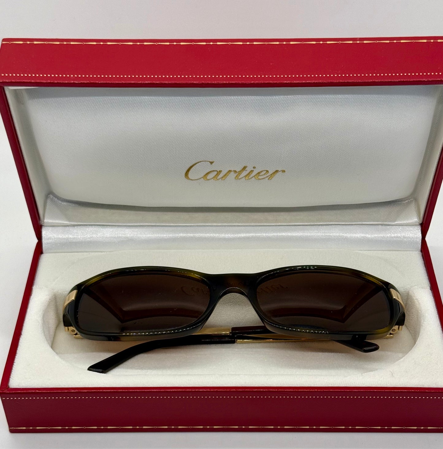Cartier Paris Vintage France Tortoise Sunglasses NOS Box Zeiss Polarized Gold