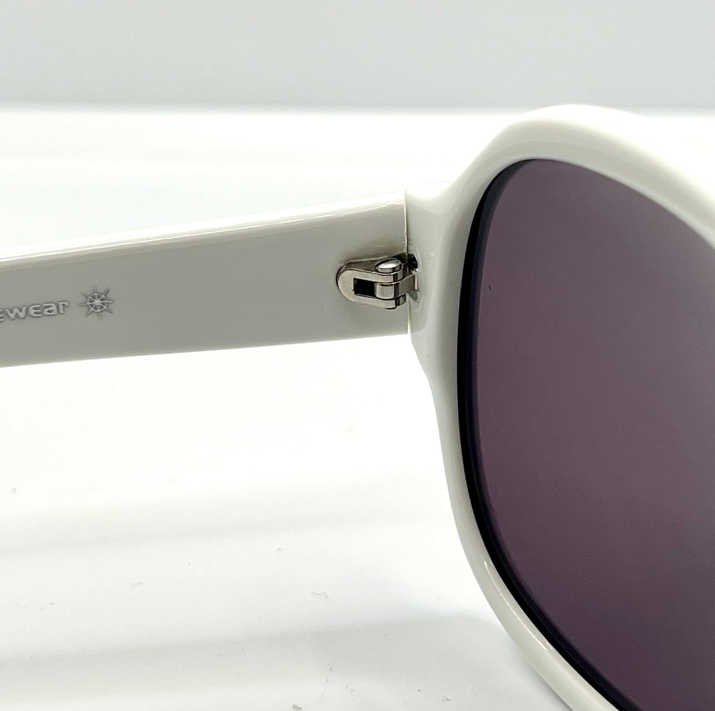 Kala Eyewear “Player” – White Acetate Frame – Dark Plum Lenses – Handmade in the USA